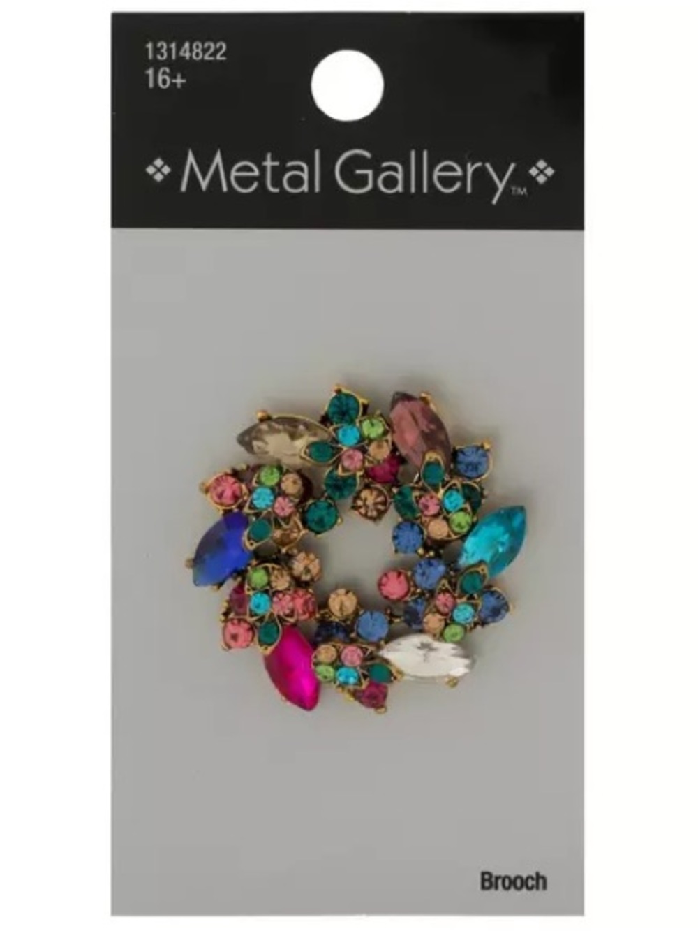 New Metal Gallery Multicolor Crystal Wreath Brooch